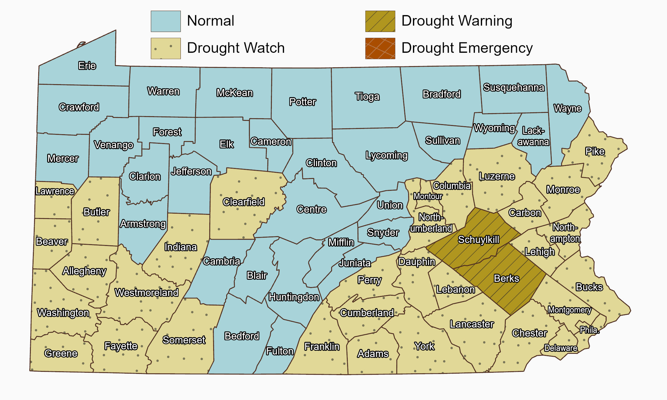 Drought Map of Pennsylvania